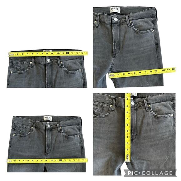 Agolde Sophie High Rise Distressed Crop Jeans in Washed Black Grey Size 30 - Picture 7 of 10